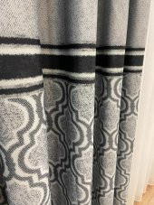 Blackout Karartma Zemin Baskılı Damask Desen 1/2,50 Pile Fon Perde Siyah 100 x 260 - 3