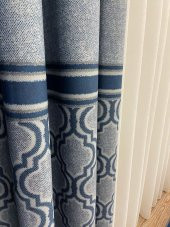 Blackout Karartma Zemin Baskılı Damask Desen 1/2,50 Pile Fon Perde  Lacivert 70 x 260 - 3