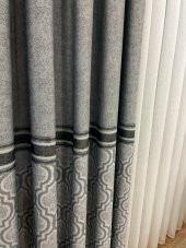 Blackout Karartma Zemin Baskılı Damask Desen 1/2,50 Pile Fon Perde  Gri 80 x 270 - 3