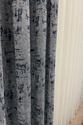 Sönil Desen Jakar 1/2,5 Pile Jakar Fon Perde  Lacivert 70 x 270 - 3