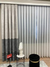 Keten Zemin Versace Desen 1/2,50 Pile Fon Perde  Gri 90 x 270 - 1