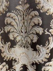 Damask Desen Jakar 1/3 Sık Pile Jakar Fon Perde  Kahverengi 100 x 280 - 4