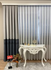 Blackout Karartma Zemin Baskılı Versace Desen 1/2,50 Pile Fon Perde  Gri 90 x 260 - 1