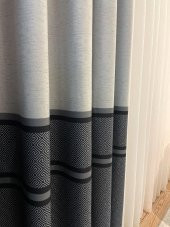 Blackout Karartma Zemin Baskılı Versace Desen 1/2,50 Pile Fon Perde  Gri 90 x 260 - 3