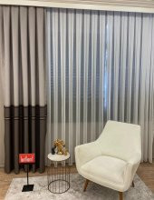 Blackout Karartma Zemin Baskılı Versace Desen 1/2,50 Pile Fon Perde  Kahverengi 100 x 260 - 1