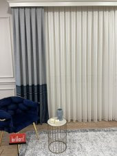 Blackout Karartma Zemin Baskılı Versace Desen 1/2,50 Pile Fon Perde  Lacivert 80 x 260 - 1
