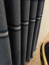 Blackout Karartma Zemin Baskılı Versace Desen 1/2,50 Pile Fon Perde  Lacivert 80 x 260 - 2