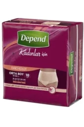 Depend Kadın Emici Külot Hasta Bezi Orta Boy 36-42 Beden 10 Adet - 1