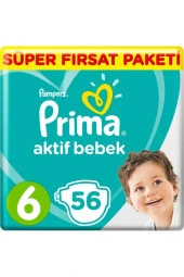 Prima Boze Bebek Bezi Aktif Bebek Mega Fırsat Paketi 6 Beden 56 Adet - 1