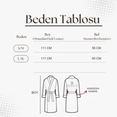 Pamuklu  Kadife Kapüşonlu Unisex Mürdüm Bornoz - 10