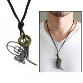 Nipora Tuğra Tasarım Ayarlanabilir İp Zincirli Pirinç Erkek Kolye thumbnail 2