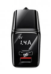 Usams US-CC133 T40 20W QC3.0+PD Type-C+USB Dijital Göstergeli Hızlı Şarj Başlığı - 2