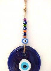 Nazarlık Hasır Renkli Ahşap Boncuklu Nazar Boncuğu Duvar Süsü Hediyelik 11587 - 2