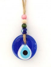 Nazarlık Hasır Renkli Ahşap Boncuklu Nazar Boncuğu Duvar Süsü Hediyelik 11591 - 2