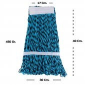 Cod-ExDar Yedek Islak Mop Püskül Paspas Başlığı - Pamuklu - 17 Cm. - Mavi - 3 Adet thumbnail 4