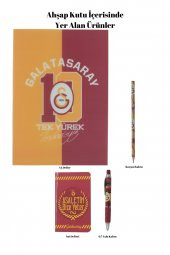 Galatasaray Orijinal Defter Kalem Kırtasiye Ahşap Kutulu 5li Taraftar Hediye Set - 4