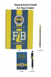 Fenerbahçe Orijinal Defter Kalem Kırtasiye Ahşap Kutulu 5li Taraftar Hediye Set - 4