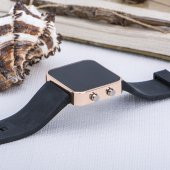 Rose Renk Led Ekran Siyah Silikon Kordonlu Yetişkin Unisex Kol Saat ST-303724 - 1