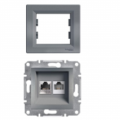 SCHNEİDER ASFORA ÇELİK RJ-11+RJ45 (CAT-3+CAT-6) ÇERÇEVELİ - 1