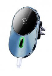 Usams US-CD170 15W 2in1 TypeC Magsefe, iPhone Manyetik Kablosuz Şarj ve Araç içi Telefon Tutucu - 1