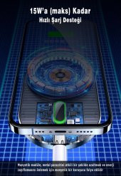 Usams US-CD170 15W 2in1 TypeC Magsefe, iPhone Manyetik Kablosuz Şarj ve Araç içi Telefon Tutucu - 4