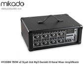 Mikado 8 Kanal Mixer Amplifikatör Hy208m 150W X2 Usb Siyah - 3