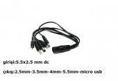 5.5x2.5 mm Dişi - 2.5/3.5/4/5.5/Micro Erkek 5li DC Uç Çevirici - 1