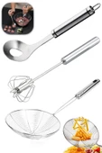 Tilbe Home Köfte Kaşığı Hamur Lokma Dökme Kepçesi Servis Kevgir Süzgeç Çelik Çırpıcı Basçek Mikser Karıştırıcı thumbnail 1