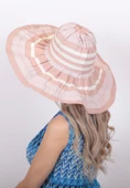 Kadın Çizgili Geniş Kenarlı Şapka 5376 thumbnail 7