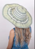 Kadın Çizgili Geniş Kenarlı Şapka 5376 thumbnail 2
