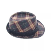 Erkek Ekose Desenli Fötr Şapka 5111 Gri thumbnail 2