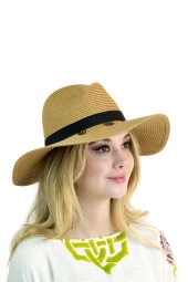 Yaprak Detaylı Hasır Kadın Şapka 1440 thumbnail 1