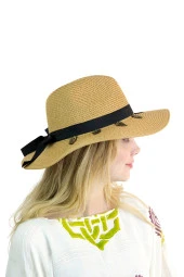 Yaprak Detaylı Hasır Kadın Şapka 1440 thumbnail 2