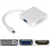 Mini Display Port Giriş - VGA/DVI/HDMI Çıkış Çevirici Kablo - 1