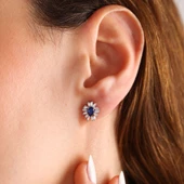 Baget Taşlı Altın Safir Küpe - 3