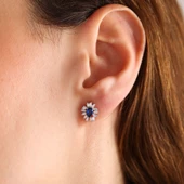 Baget Taşlı Altın Safir Küpe - 2