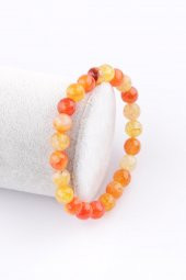 Akik Doğal Taş Bileklik 8 mm Fasetli Küre Kesim thumbnail 1