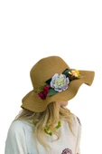 Kadın Çiçekli Hasır Şapka 3870 thumbnail 6