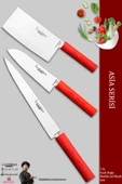 Lazbisa Asia Serisi Mutfak Şef Bıçağı Seti Et Ekmek Sebze Şef Bıçak 3 Lü Set Günlük Kullanım ( Mtf-134) thumbnail 1