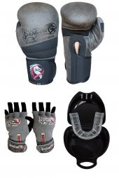 Dragon Antique Deri Kick Boks Eldiveni, Jel Bandaj ve Dişlik 3lü Set - 1