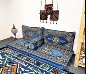 Shark Anatolia Oryantal Saraylı Şark Köşesi İkili Sedir Takımı Mavi - 3