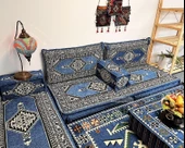 Shark Anatolia Oryantal Saraylı Şark Köşesi İkili Sedir Takımı Mavi - 2