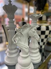 SATRANÇ TAKIMI ŞAH VEZİR AT BEYAZ 3 LÜ BİBLO - 2