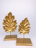 TROPİKAL 2 Lİ KAİDELİ YAPRAK GOLD RENK (POLYESTER) - 2