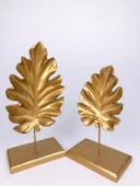 TROPİKAL 2 Lİ KAİDELİ YAPRAK GOLD RENK (POLYESTER) - 3