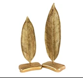 2 Lİ DEKORATİF KAİDELİ YAPRAK GOLD - 1