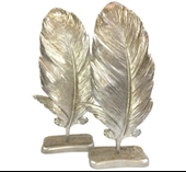 DEKORATİF  TÜY YAPRAK GÜMÜŞ - 3
