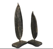 2 Lİ DEKORATİF KAİDELİ YAPRAK SİYAH GOLD - 2