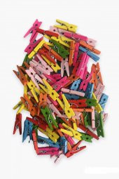 Alfa Tasarım Mini Mandal - Dekoratif Süsleme Renkli Minik Ahşap Mandal, Fotoğraf Mandalı (50 Adet) - 1