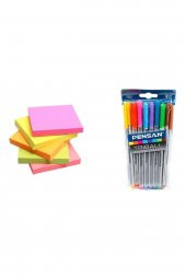 Pensan Tribal 8li + Yapışkanlı Kare Post-It 5 Adet - 1